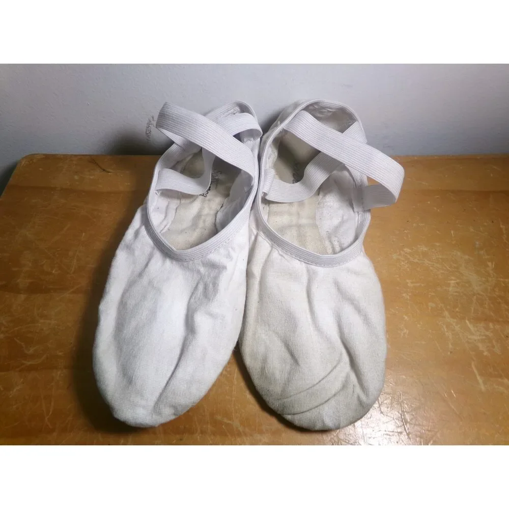 Pre-Owned Dance Ballet Shoes So Danca SD16 White 9.5B Adult Canvas Crossing Str